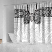 Samoan Traditional Art Tattoos Shower Curtain Tatau Tribal Motifs with Ula Nifo White LT03 - Polynesian Pride