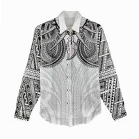 Samoan Traditional Art Tattoos Women Casual Shirt Tatau Tribal Motifs with Ula Nifo White LT03 - Polynesian Pride