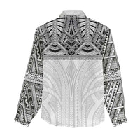 Samoan Traditional Art Tattoos Women Casual Shirt Tatau Tribal Motifs with Ula Nifo White LT03 - Polynesian Pride