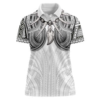 Samoan Traditional Art Tattoos Women Polo Shirt Tatau Tribal Motifs with Ula Nifo White LT03 Female White - Polynesian Pride