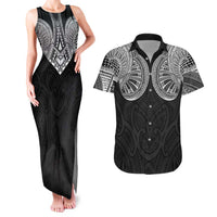 Samoan Traditional Art Tattoos Couples Matching Tank Maxi Dress and Hawaiian Shirt Tatau Roman Reigns Black Color LT03 Black - Polynesian Pride