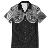 Samoan Traditional Art Tattoos Family Matching Off Shoulder Short Dress and Hawaiian Shirt Tatau Roman Reigns Black Color LT03 Dad's Shirt - Short Sleeve Black - Polynesian Pride