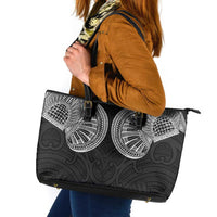 Samoan Traditional Art Tattoos Leather Tote Bag Tatau Roman Reigns Black Color - Polynesian Pride