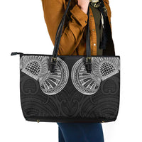 Samoan Traditional Art Tattoos Leather Tote Bag Tatau Roman Reigns Black Color - Polynesian Pride