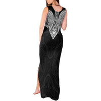 Samoan Traditional Art Tattoos Tank Maxi Dress Tatau Roman Reigns Black Color - Polynesian Pride