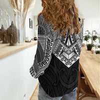 Samoan Traditional Art Tattoos Women Casual Shirt Tatau Roman Reigns Black Color LT03 - Polynesian Pride