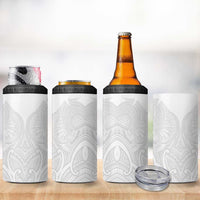 Samoan Traditional Art Tattoos 4 in 1 Can Cooler Tumbler Tatau Roman Reigns White Color LT03 - Polynesian Pride