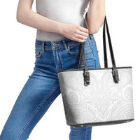Samoan Traditional Art Tattoos Leather Tote Bag Tatau Roman Reigns White Color - Polynesian Pride