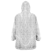 Samoan Traditional Art Tattoos Wearable Blanket Hoodie Tatau Roman Reigns White Color LT03 - Polynesian Pride