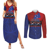 Personalised Samoan DNA-Proud of Samoa Couples Matching Summer Maxi Dress and Long Sleeve Button Shirt Polynesian Patterns - Polynesian Pride