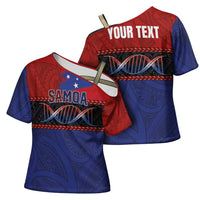 Personalised Samoan DNA-Proud of Samoa Cross Shoulder Shirt Polynesian Patterns - Polynesian Pride
