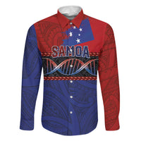 Personalised Samoan DNA-Proud of Samoa Family Matching Off The Shoulder Long Sleeve Dress and Hawaiian Shirt Polynesian Patterns LT03 Dad's Shirt - Long Sleeve Multicolor - Polynesian Pride