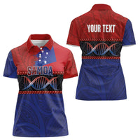 Personalised Samoan DNA-Proud of Samoa Women Polo Shirt Polynesian Patterns - Polynesian Pride