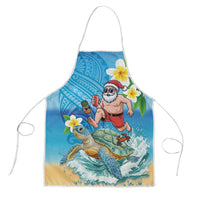 Polynesian Merry Christmas Apron Funny Santa with Sea Turtle Beach Plumeria LT03 Multicolor - Polynesian Pride