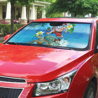 Polynesian Merry Christmas Auto Sun Shade Funny Santa with Sea Turtle Beach Plumeria LT03 - Polynesian Pride