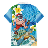 Polynesian Merry Christmas Family Matching Summer Maxi Dress and Hawaiian Shirt Funny Santa with Sea Turtle Beach Plumeria LT03 - Polynesian Pride