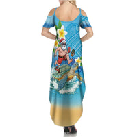 Polynesian Merry Christmas Family Matching Summer Maxi Dress and Hawaiian Shirt Funny Santa with Sea Turtle Beach Plumeria LT03 - Polynesian Pride