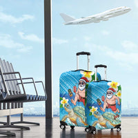 Polynesian Merry Christmas Luggage Cover Funny Santa with Sea Turtle Beach Plumeria LT03 - Polynesian Pride
