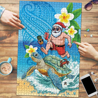 Polynesian Merry Christmas Puzzle Funny Santa with Sea Turtle Beach Plumeria LT03 Multicolor - Polynesian Pride
