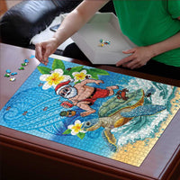 Polynesian Merry Christmas Puzzle Funny Santa with Sea Turtle Beach Plumeria LT03 - Polynesian Pride