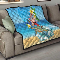 Polynesian Merry Christmas Quilt Funny Santa with Sea Turtle Beach Plumeria LT03 - Polynesian Pride