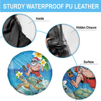 Polynesian Merry Christmas Spare Tire Cover Funny Santa with Sea Turtle Beach Plumeria - Polynesian Pride