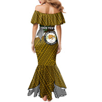 Hawaii James Campbell High School Family Matching Mermaid Dress and Hawaiian Shirt Kakau Pattern Gold Color Version LT03 - Polynesian Pride