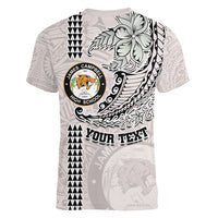 Custom Hawaii James Campbell High School Women V Neck T Shirt Tribal Kakau Pattern LT03 - Polynesian Pride