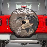 Custom New Zealand Womens Day Spare Tire Cover Traditional Maori Woman Polynesian Pattern Brown Color LT03 - Polynesian Pride