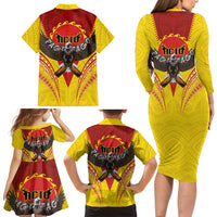 American Samoa Fautasi Race Family Matching Long Sleeve Bodycon Dress and Hawaiian Shirt Pago Pago-Aeto Samoan Tattoo and Eagle LT03 - Polynesian Pride