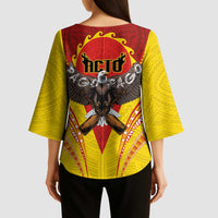 American Samoa Fautasi Race Kimono Sleeve Blouse Pago Pago-Aeto Samoan Tattoo and Eagle