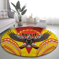 American Samoa Fautasi Race Round Carpet Pago Pago-Aeto Samoan Tattoo and Eagle
