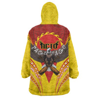 American Samoa Fautasi Race Wearable Blanket Hoodie Pago Pago-Aeto Samoan Tattoo and Eagle