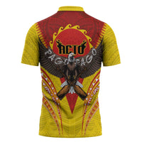 American Samoa Fautasi Race Zipper Polo Shirt Pago Pago-Aeto Samoan Tattoo and Eagle