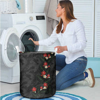 Hawaiian Taro Leaves-Hibiscus and Plumeria Laundry Basket Floral Tribal Tattoo Motif