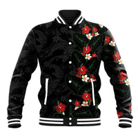 Hawaiian Taro Leaves-Hibiscus and Plumeria Baseball Jacket Floral Tribal Tattoo Motif