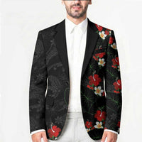 Hawaiian Taro Leaves-Hibiscus and Plumeria Blazer Floral Tribal Tattoo Motif