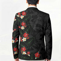 Hawaiian Taro Leaves-Hibiscus and Plumeria Blazer Floral Tribal Tattoo Motif
