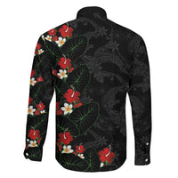 Hawaiian Taro Leaves-Hibiscus and Plumeria Family Matching Mermaid Dress and Hawaiian Shirt Floral Tribal Tattoo Motif LT03 - Polynesian Pride