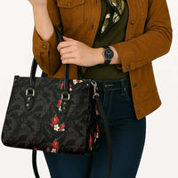 Hawaiian Taro Leaves-Hibiscus and Plumeria Leather Bag Floral Tribal Tattoo Motif LT03 - Polynesian Pride
