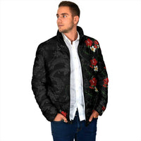 Hawaiian Taro Leaves-Hibiscus and Plumeria Padded Jacket Floral Tribal Tattoo Motif