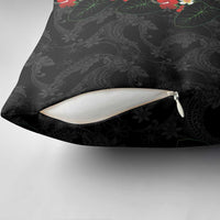 Hawaiian Taro Leaves-Hibiscus and Plumeria Pillow Cover Floral Tribal Tattoo Motif LT03 - Polynesian Pride
