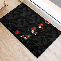 Hawaiian Taro Leaves-Hibiscus and Plumeria Rubber Doormat Floral Tribal Tattoo Motif LT03 - Polynesian Pride