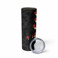 Hawaiian Taro Leaves-Hibiscus and Plumeria Skinny Tumbler Floral Tribal Tattoo Motif LT03 - Polynesian Pride
