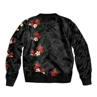 Hawaiian Taro Leaves-Hibiscus and Plumeria Sleeve Zip Bomber Jacket Floral Tribal Tattoo Motif LT03 - Polynesian Pride