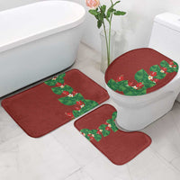 Hawaiian Taro Leaves-Hibiscus and Plumeria Bathroom Set Polynesian Art-Kakau Tattoo Red