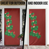 Hawaiian Taro Leaves-Hibiscus and Plumeria Door Cover Polynesian Art-Kakau Tattoo Red LT03 - Polynesian Pride