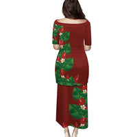 Hawaiian Taro Leaves-Hibiscus and Plumeria Family Matching Puletasi and Hawaiian Shirt Polynesian Art-Kakau Tattoo Red LT03 - Polynesian Pride
