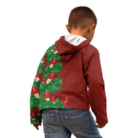 Hawaiian Taro Leaves-Hibiscus and Plumeria Kid Hoodie Polynesian Art-Kakau Tattoo Red LT03 - Polynesian Pride