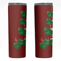 Hawaiian Taro Leaves-Hibiscus and Plumeria Skinny Tumbler Polynesian Art-Kakau Tattoo Red LT03 Red - Polynesian Pride